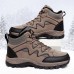 Men PU Leather Warm Lined Hiking Snow Outdoor Boots